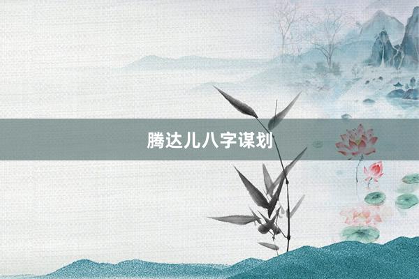 腾达儿八字谋划